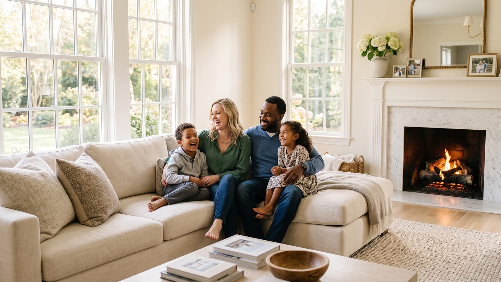 A bright, freshly cleaned living room in a McLean home